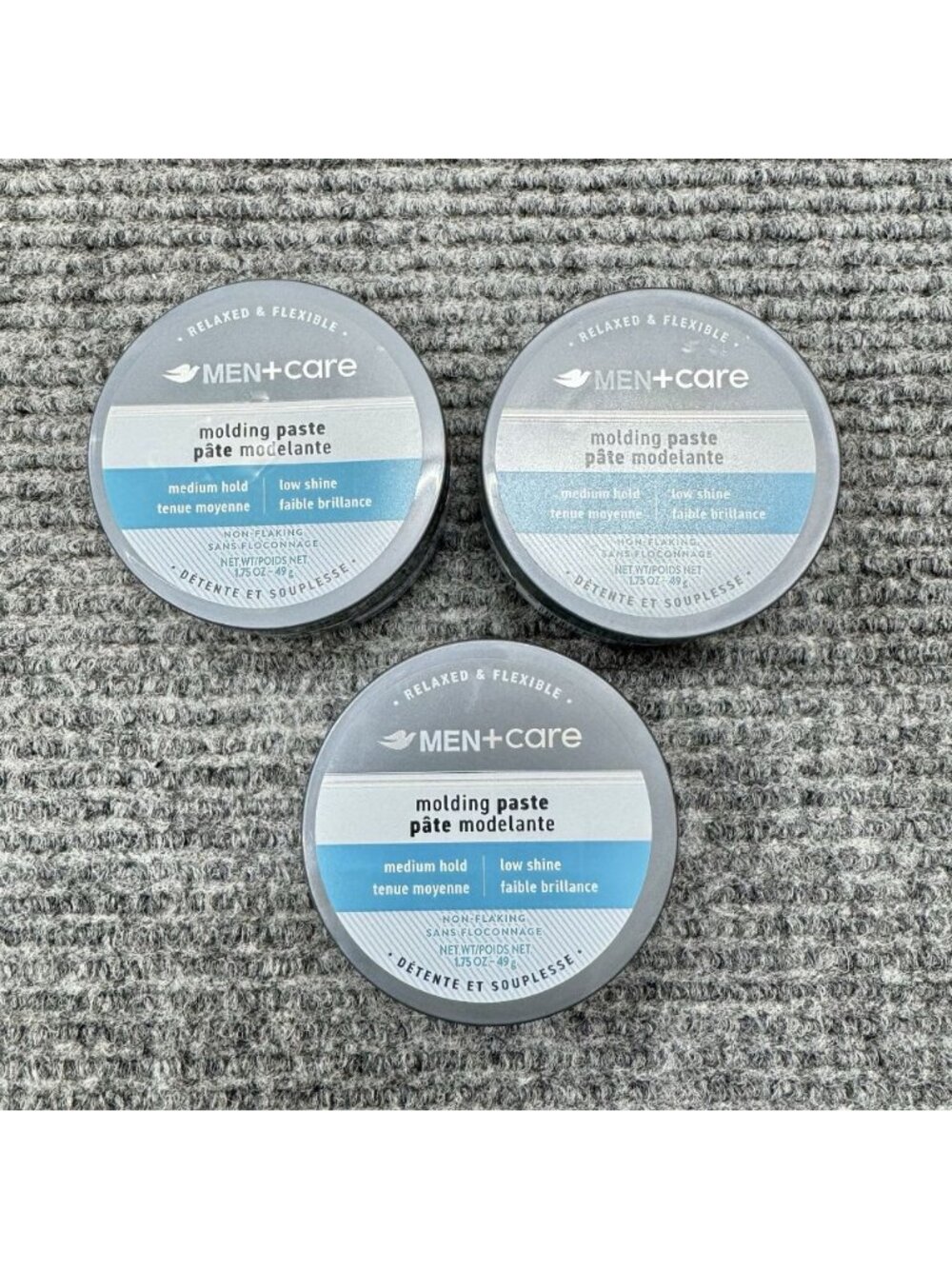 Lot Of 3 Dove Men + Care Molding Paste Medium Hold Low Shine No Flaking 1.75 oz